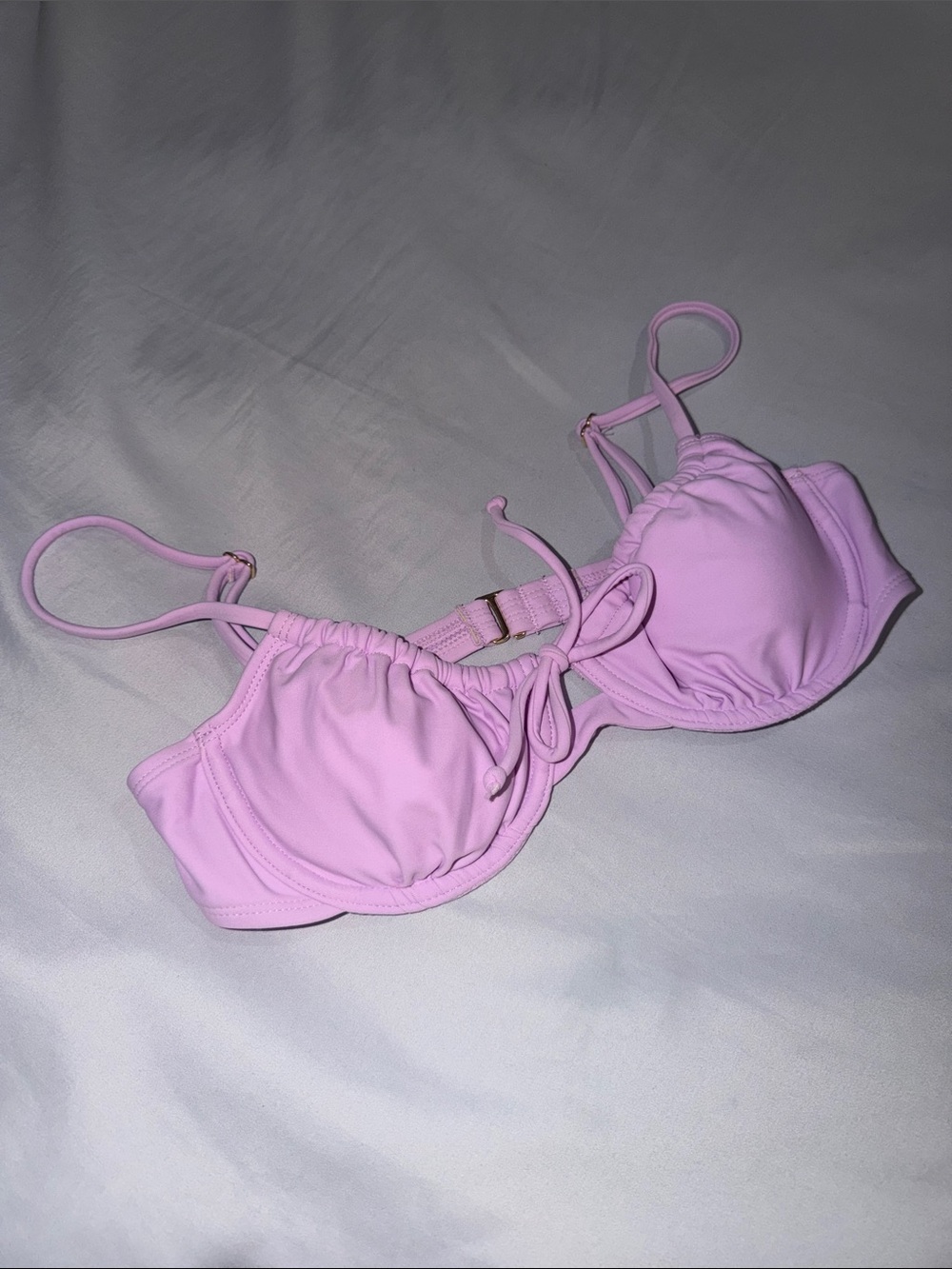 Target Lilac Purple Ruched Underwire Bikini Top with Gold Accent